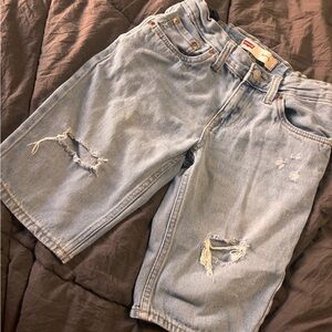 Levi's Distressed Light Blue Denim Shorts
